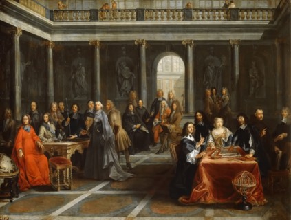 Queen Christina of Sweden, surrounded by his court. Artist: Dumesnil, Louis-Michel, the Younger (1680-1762)