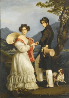 Duke Maximilian Joseph in Bavaria and Ludovika of Bavaria at Schloss Tegernsee. Artist: Stieler, Joseph Karl (1781-1858)