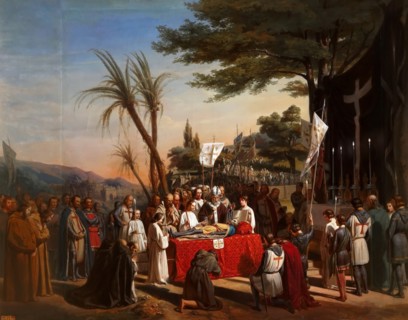 Funeral of Godfrey of Bouillon in Jerusalem, 23rd July 1100. Artist: Cibot, Édouard (1799-1877)
