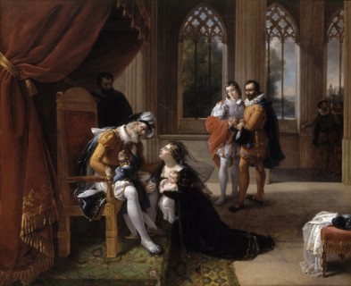 Inês de Castro with Her Children at the Feet of Afonso IV, King of Portugal, 1335. Artist: Servières, Eugénie (1786-after 1824)