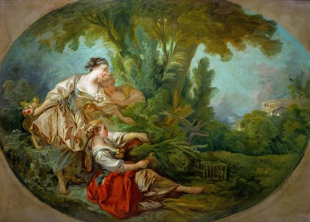 L'appeau, dit. L'appeau, dit l'oiseau pris dans les filets (The decoy bird, also called The bird cau Artist: Boucher, François (1703-1770)