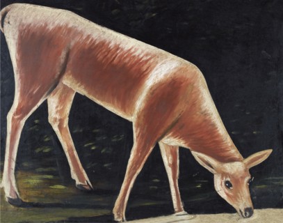 Roe deer drinking. Artist: Pirosmani, Niko (1862-1918)