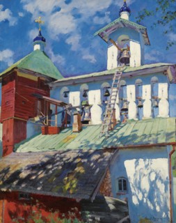 Bell tower of the Pskovo-Pechersky Monastery. Artist: Vinogradov, Sergei Arsenyevich (1869-1938)