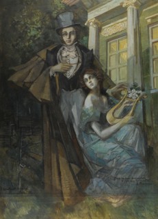 Pushkin and the Muse. Artist: Korovin, Konstantin Alexeyevich (1861-1939)