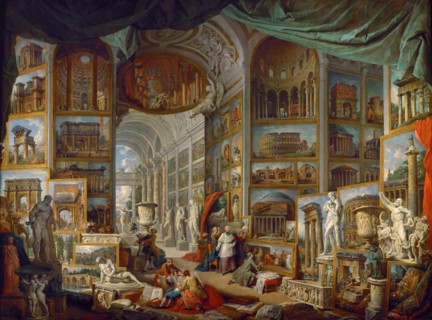 Picture Gallery with Views of Ancient Rome (Roma Antica). Artist: Panini, Giovanni Paolo (1691-1765)