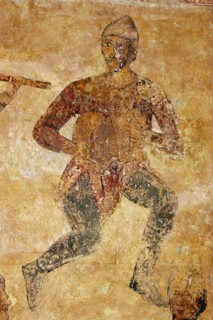 Musicians and acrobats (detail). Artist: Ancient Russian frescos