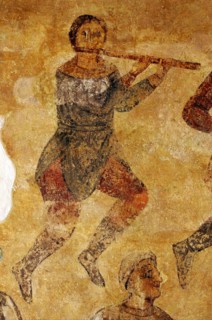 Musicians and acrobats (detail). Artist: Ancient Russian frescos