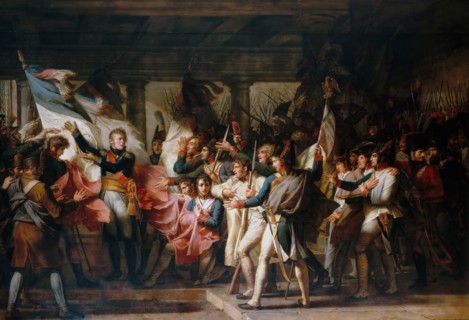 Marshal Ney and the soldiers of the 76th regiment of the line retrieve their colors from the arsenal Artist: Meynier, Charles (1768-1832)