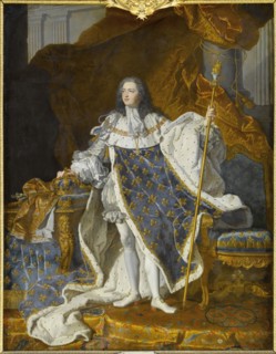 Portrait of Louis XV in his royal costume. Artist: Rigaud, Hyacinthe François Honoré (1659-1743)