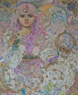 An angel of the pink lily. Artist: Sugai, Yumi