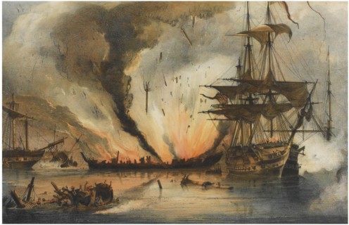 The Naval Battle of Navarino on 20 October 1827. Artist: Reinagle, George Philip (1802-1835)