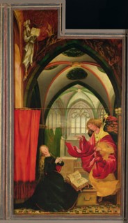 The Isenheim Altarpiece. Left wing: Annunciation. Artist: Grünewald, Matthias (ca 1470-1528)