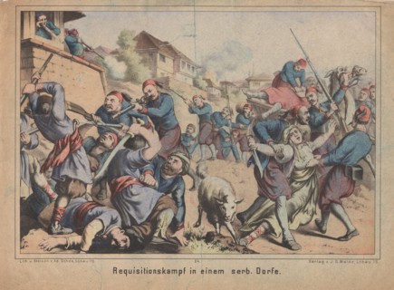 Turkish Requisition Fight in a Serbian Country Village. Artist: Anonymous
