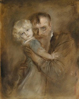 Self-portrait with Daughter Marion. Artist: Lenbach, Franz, von (1836-1904)