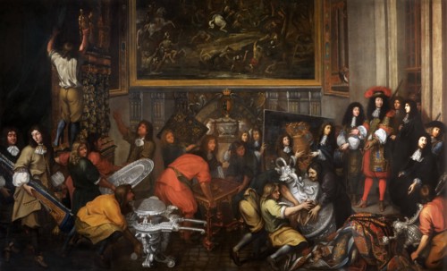 Louis XIV visits the Manufacture des Gobelins on October 15, 1667. Artist: Renard de Saint-André, Simon (1614-1677)