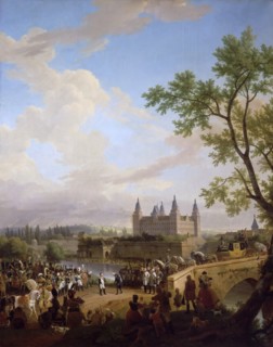 Meeting between Napoleon and Baron Karl von Dalberg at Aschaffenburg, 2 October, 1806. Artist: Bourgeois du Castelet, Florent Fidèle Constant (1767-1841)