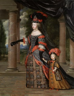Maria Theresa of Spain with Her son, the Dauphin, Louis of France. Artist: Beaubrun, Henri (1603-1677)