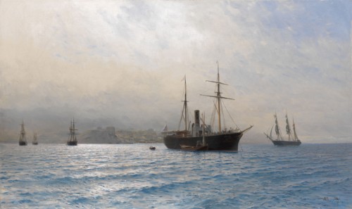 Russian Ship at the entrance to the Bosphorus strait, after the Russo-Turkish war of 1877?1878. Artist: Lagorio, Lev Felixovich (1827-1905)