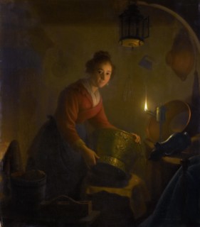 Woman in a Kitchen by Candlelight. Artist: Versteegh, Michiel (1756-1843)