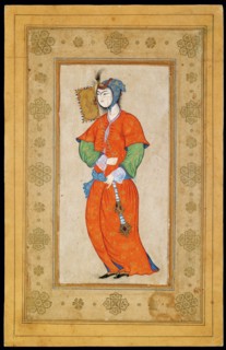 Young Woman with a Fan. Artist: Riza-i Abbasi (ca. 1565-1635)