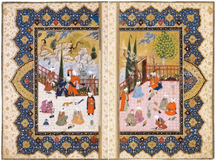 A Gathering of Learned Men on a Terrace. Artist: Iranian master