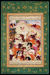 Shah Ismail I at the Battle of Chaldiran. Artist: Iranian master