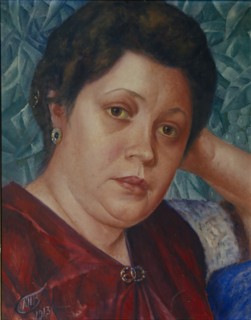 Portrait of the Opera singer Vera Petrova-Zvantseva. Artist: Petrov-Vodkin, Kuzma Sergeyevich (1878-1939)