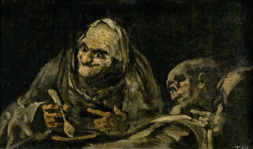 Two Old Men Eating Soup (The Witchy Brew). Artist: Goya, Francisco, de (1746-1828)