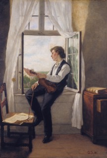 The Violinist at the Window. Artist: Scholderer, Franz Otto (1834-1902)