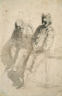 Two Saltimbanques (Deux saltimbanques). Artist: Daumier, Honoré (1808-1879)