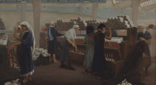 Textile factory in Kirovobad. Artist: Stroev, Pyotr Pheonovich (1898-1942)