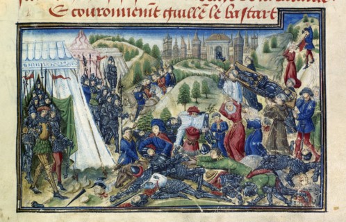 The Battle of Hastings (From the Grande Chronique de Normandie by Yates Thompson). Artist: Anonymous