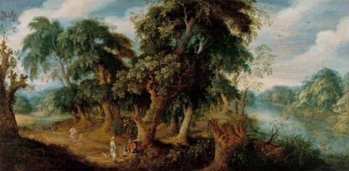 Two resting bird sellers talking. Artist: Govaerts, Abraham (1589-1626)