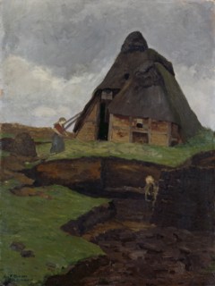 Mire Cottage with Child. Artist: Overbeck, Fritz (1869-1909)