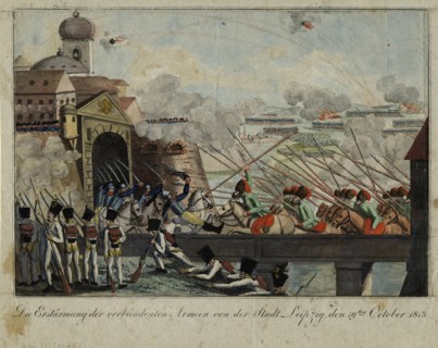 Storming of the city of Leipzig by the Allied troops. Artist: Anonymous