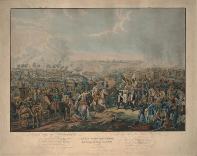 After the Battle of the Nations: Prince Schwarzenberg bringing news of victory on October 18, 1813. Artist: Rugendas, Johann Lorenz, the Younger (1775-1826)