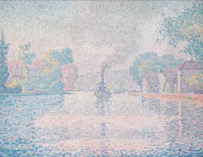 L'Hirondelle Steamship (Seine near Samois). Artist: Signac, Paul (1863-1935)