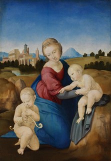 The Madonna and Child with the Infant Baptist (The Esterházy Madonna). Artist: Raphael (1483-1520)