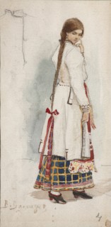 Costume design for the opera Rusalka by A. Dargomyzhsky. Artist: Vasnetsov, Viktor Mikhaylovich (1848-1926)