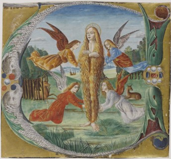 Saint Mary Magdalen surrounded by angels. Artist: Maestro del Salomone Wildenstein (active End of 15th cen.y)