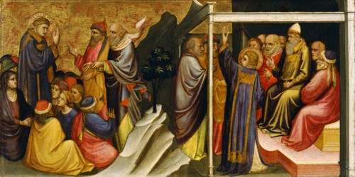 Predella Panel: Saint Stephen before the High Priest and Elders of the Sanhedrin. Artist: Mariotto di Nardo (active 1394-1424)