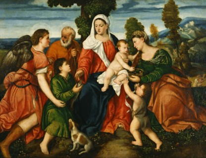 The Holy Family with Tobias and the Angel, Saint Dorothy, John the Baptist and the Miracle of the Co Artist: Veronese (de' Pitati), Bonifacio (1487-1553)