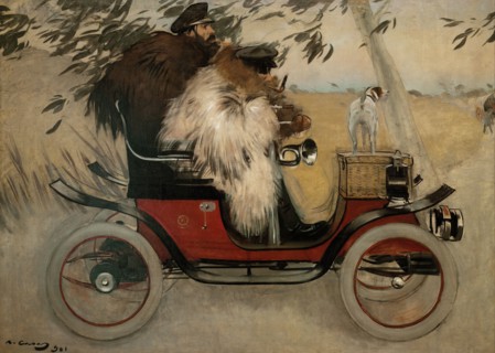 Ramon Casas and Pere Romeu in an Automobile. Artist: Casas, Ramon (1866-1932)
