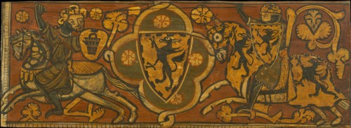 Ceiling panel with a fight between a Christian knight and a Muslim. Artist: Anonymous