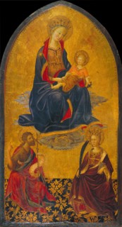 The Adoration of the Virgin and Child by Saint John the Baptist and Saint Catherine. Artist: Starnina, Gherardo (c. 1364-1413)