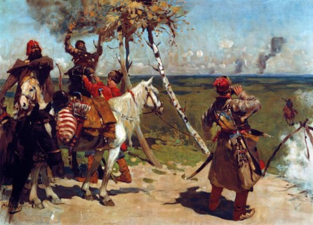 On the border guard of Muscovy. Artist: Ivanov, Sergei Vasilyevich (1864-1910)