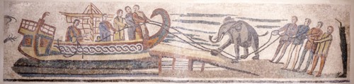 Boarding an elephant on a ship. Artist: Classical Antiquities
