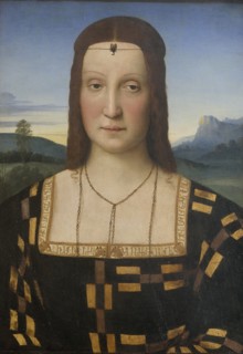 Portrait of Elisabetta Gonzaga (1471-1526). Artist: Raphael (1483-1520)