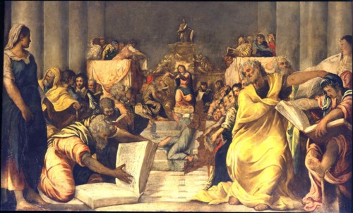 Christ Among the Doctors. Artist: Tintoretto, Jacopo (1518-1594)