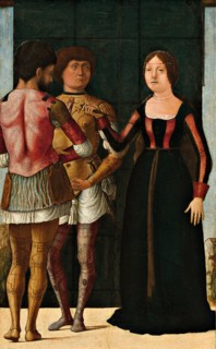 Lucretia, Brutus and Collatinus. Artist: De' Roberti, Ercole (c. 1450-1496)